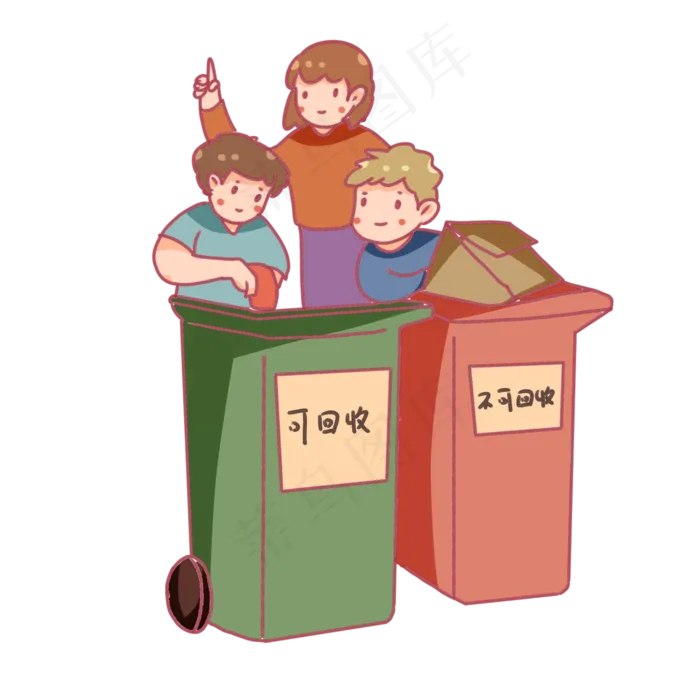 教育孩子垃圾分类要环保,免抠元素(2000*2000px 300 dpi )psd模版下载