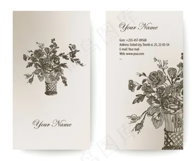 古典花朵卡片03-矢量素材