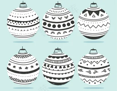 手绘圣诞球矢量素材