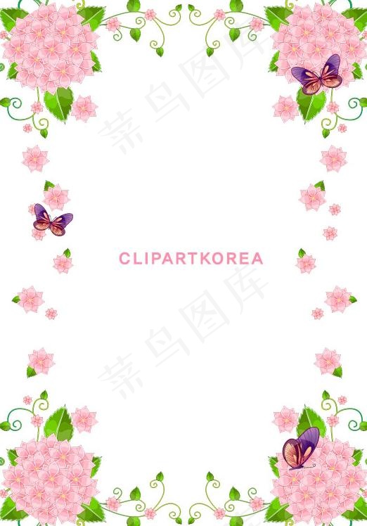 韩国植物花边边框矢量图15