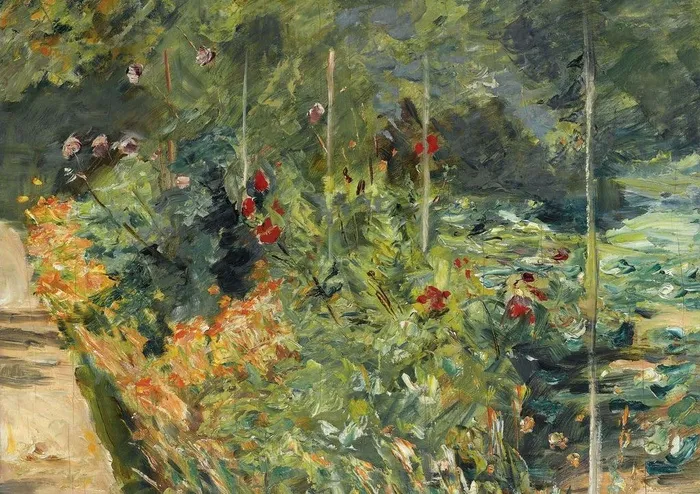 鲜花花园油画图片