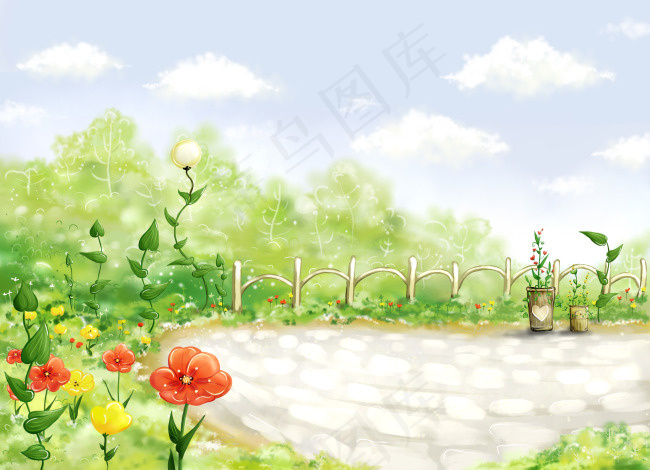 卡通背景素材(3425X2480(DPI:300))psd模版下载