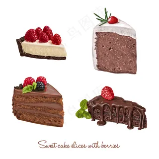 美味的蛋糕组合矢量图