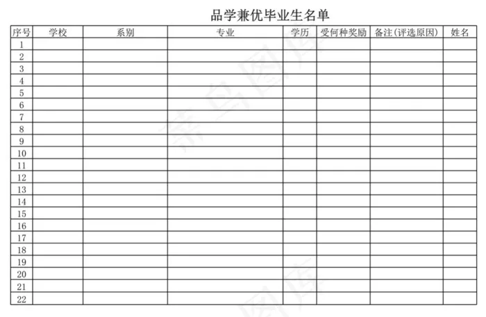 品学兼优毕业生名单