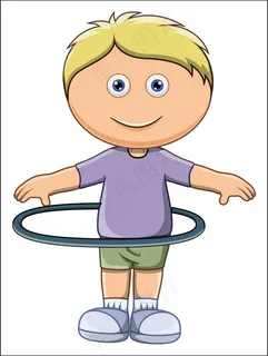 可爱的小孩做呼拉圈矢量卡通插画