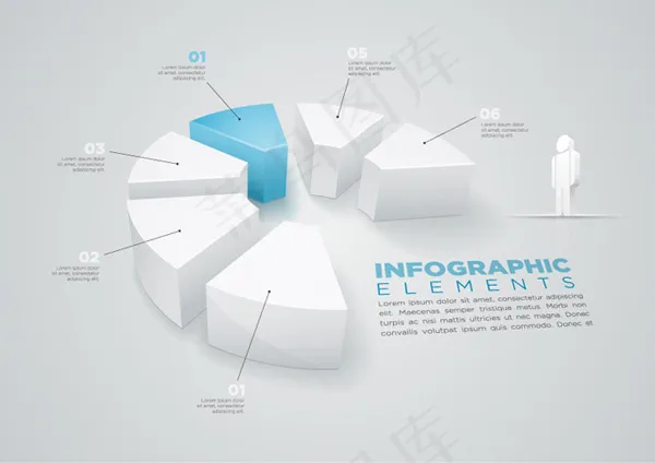 3D饼状信息图表eps,ai矢量模版下载