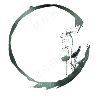 荷花荷叶水墨边框,免抠元素