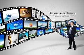 商务男士与胶卷图片