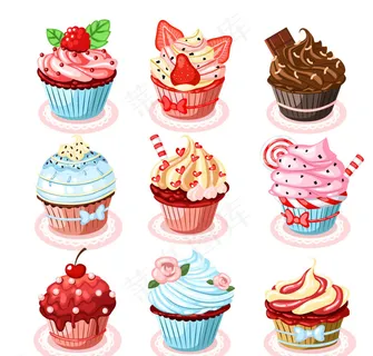 纸杯蛋糕设计矢量图图片