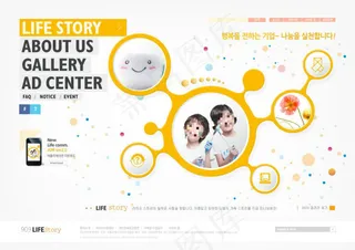 橙色笑脸网页psd模板