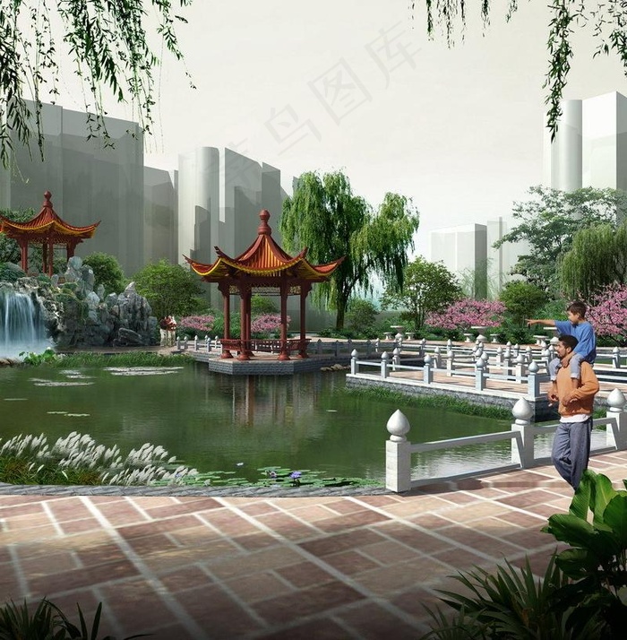 景观效果图1图片psd模版下载