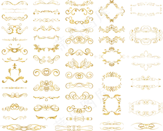 100多款金色欧式花边花纹边框免扣...