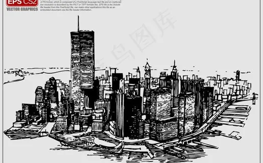 城市建筑矢量剪影图片