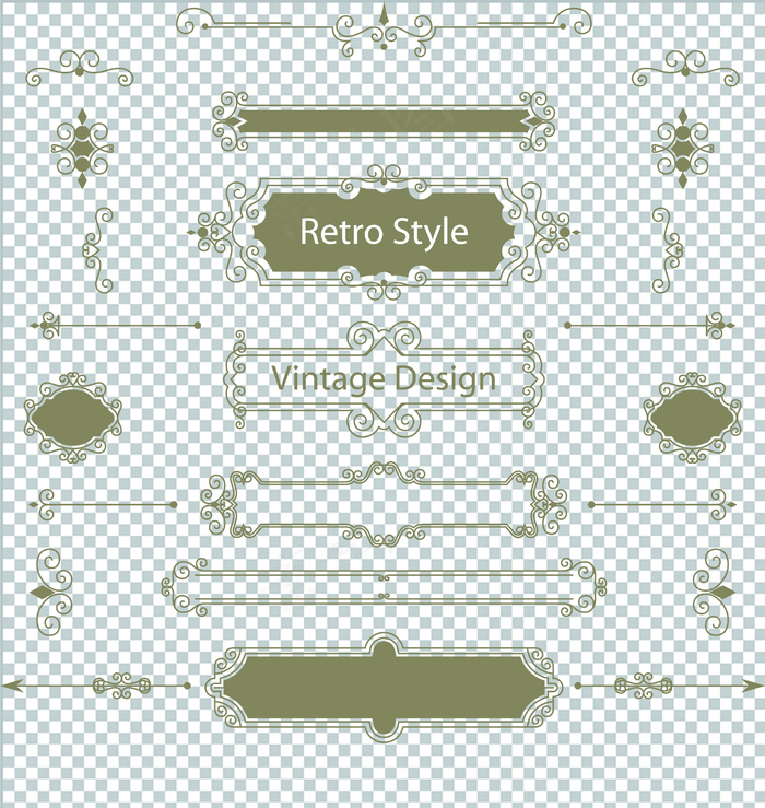 欧式花边花纹边框免扣素材