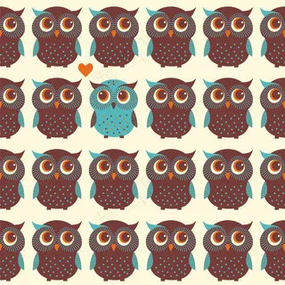 可爱动物北欧装饰插画无缝背景矢量素...