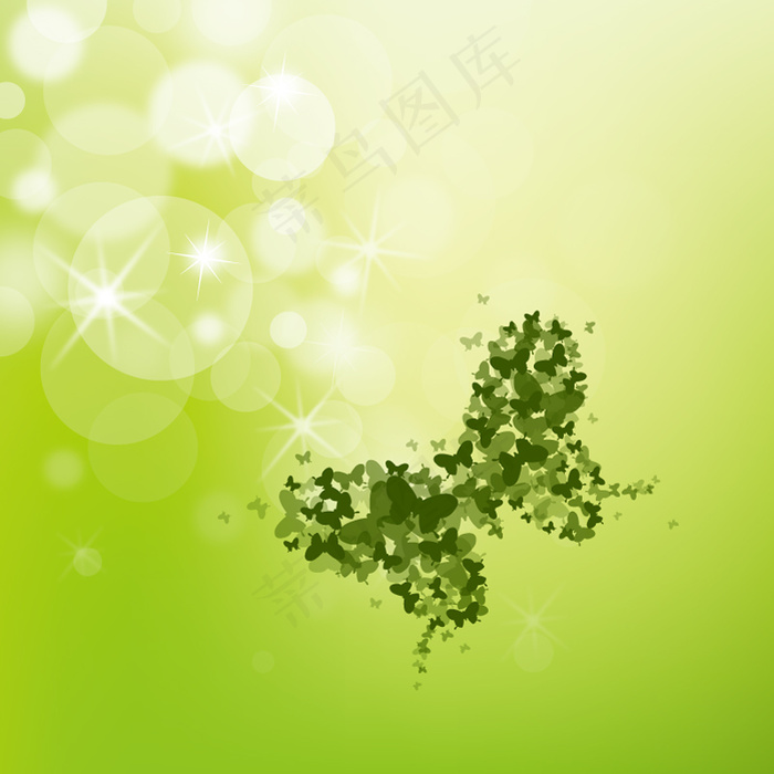 绿色蝴蝶插画矢量素材