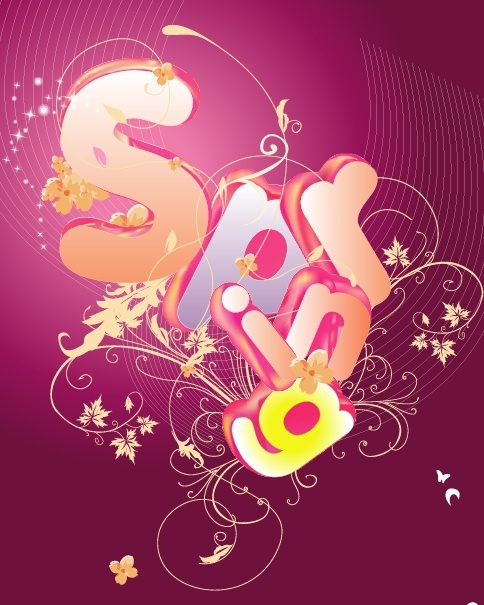 花纹字体设计矢量图