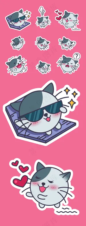 可爱卡通猫咪矢量设计元素