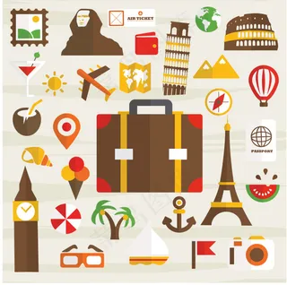 精美旅游元素设计矢量素材