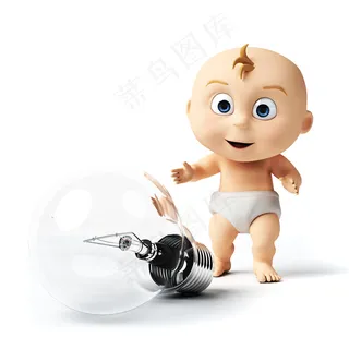 可爱3d宝宝灯泡图片