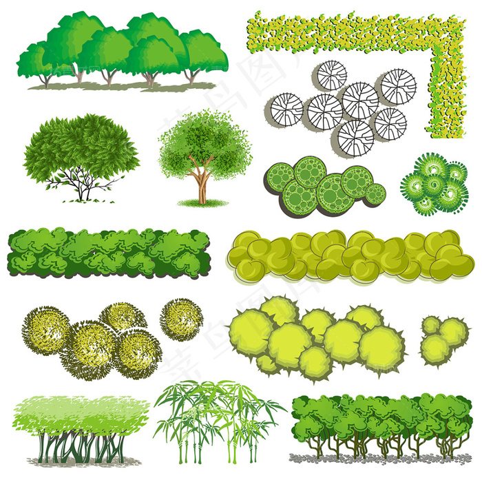 精美卡通景观树木设计矢量素材eps,ai矢量模版下载