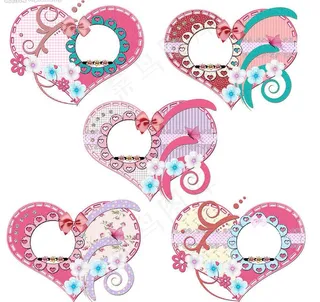 田园风粉色心型相框图片