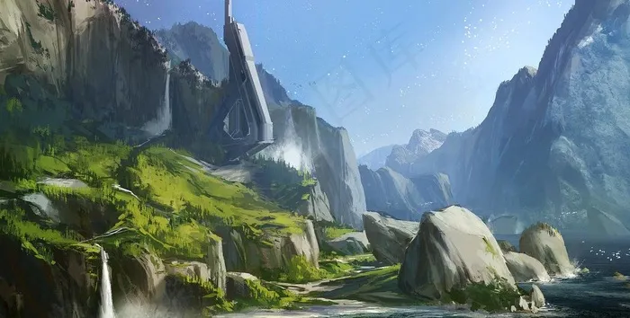 动漫山景图片