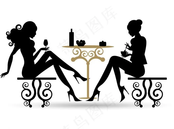 少女剪影图片ai矢量模版下载