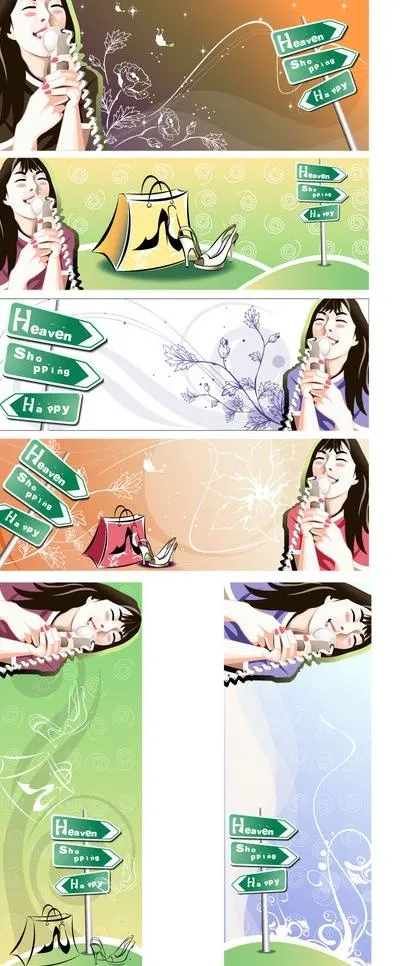 女性购物主题矢量素材图片