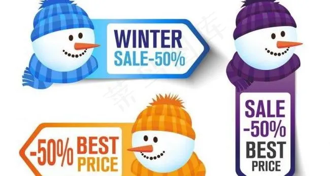 雪人标签图片eps,ai矢量模版下载