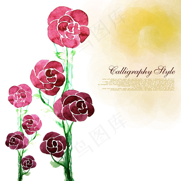 手绘花卉背景PSD素材(3000X3000(DPI:300))psd模版下载