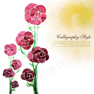 手绘花卉背景PSD素材