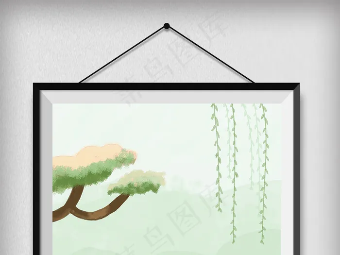 小清新绿色寒食节插画psd模版下载