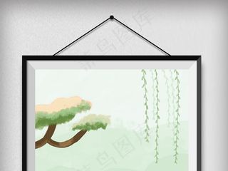 小清新绿色寒食节插画