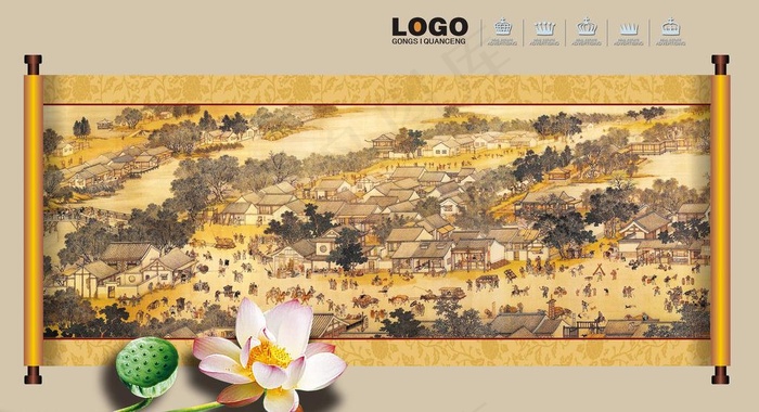 清明上河图图片(5000X3000(DPI:300))psd模版下载