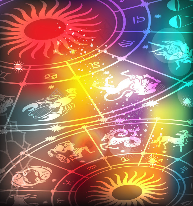 炫彩星座轮盘背景矢量图eps,ai矢量模版下载