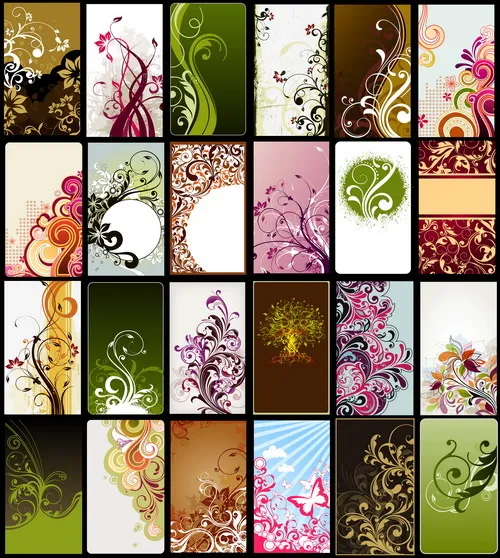 艳丽花纹卡片eps,ai矢量模版下载