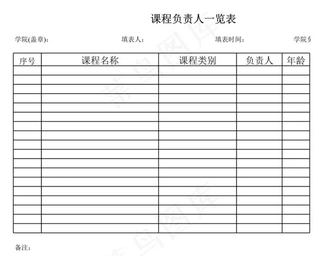 课程负责人统计表