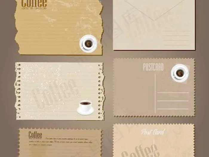 咖啡主题明信片矢量图ai矢量模版下载