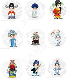 全套50矢量卡通京剧人物2