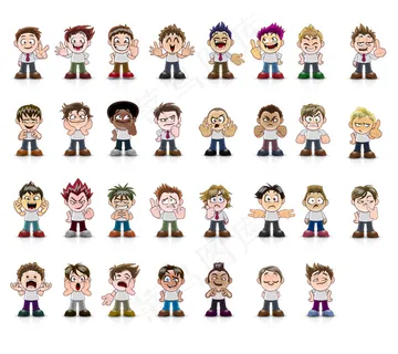 矢量漫画人物的面孔