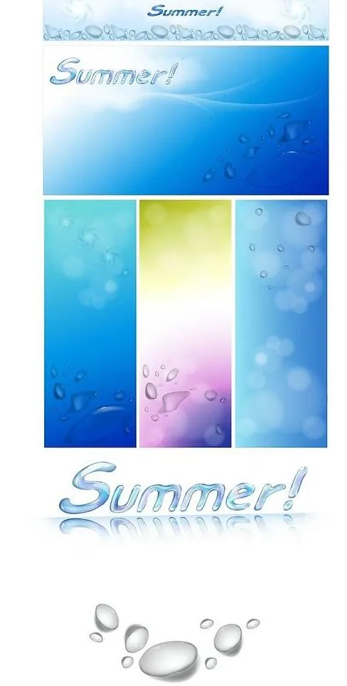 夏天矢量文字水珠图片ai矢量模版下载