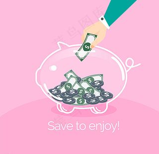透明小猪存钱罐矢量素材图片
