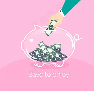 透明小猪存钱罐矢量素材图片