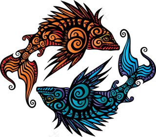 双鱼座的纹章矢量素材