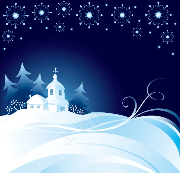 冬天夜晚雪景和万圣节图案背景eps,ai矢量模版下载