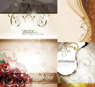 四款典雅花纹背景矢量素材