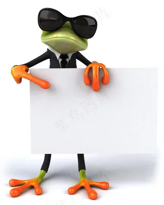 戴墨镜的青蛙与广告牌图片