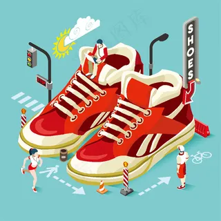 卡通运动鞋矢量插画设计