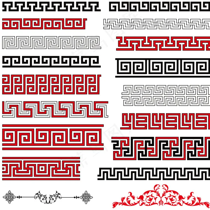 传统花纹边框花边矢量图eps,ai矢量模版下载